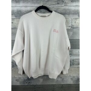 Essential Elements Women's White Cotton Long Sleeve XL Sweater Embroidered DS